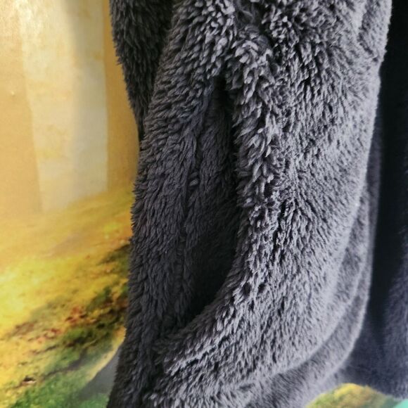 Natural Reflections Small Anthracite Cozy Hooded Cardigan Long Fleece Black NWT - Picture 3 of 13